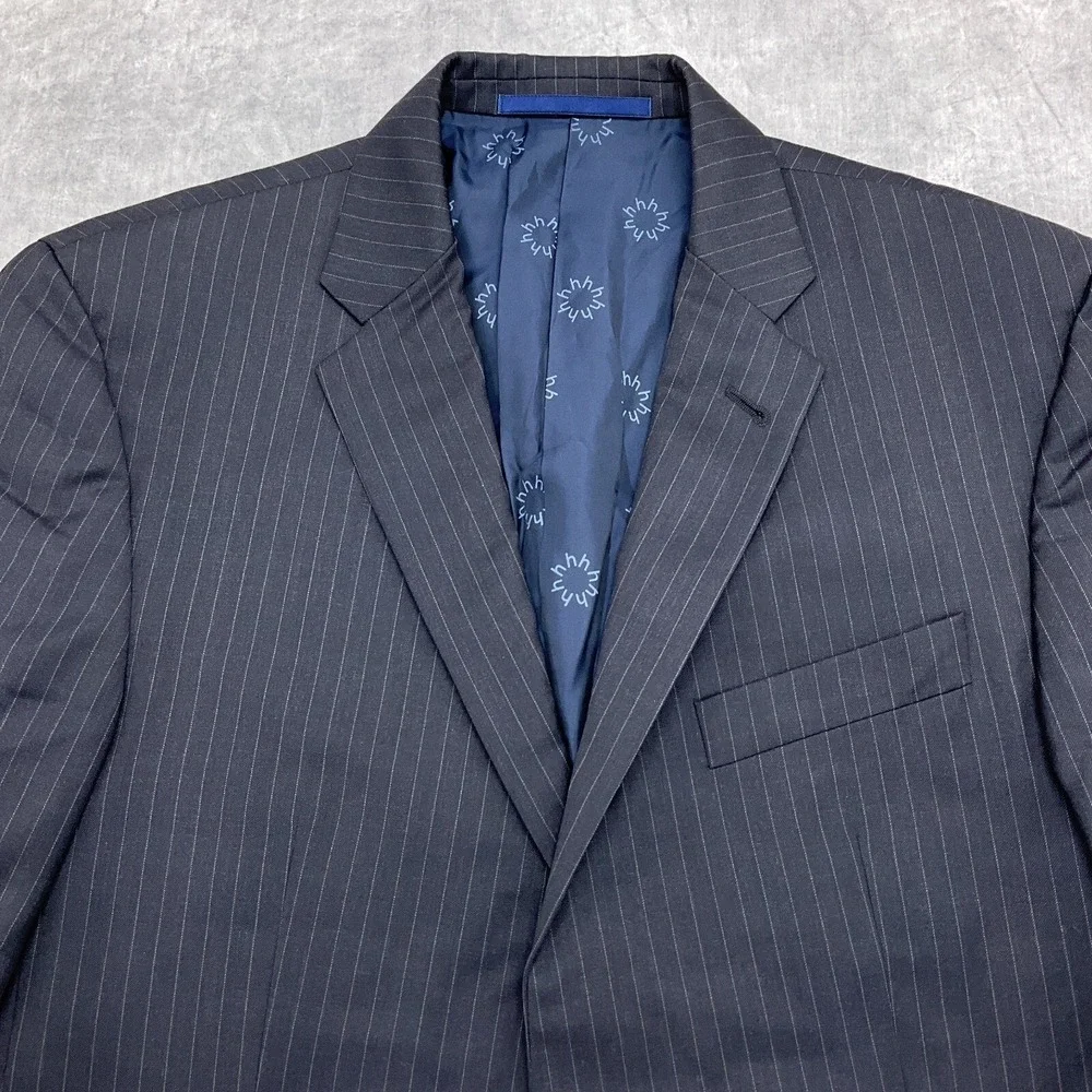 Hickey Blazer Men 40R Black White Pinstripe Jacket Wool VTG USA‎ Union